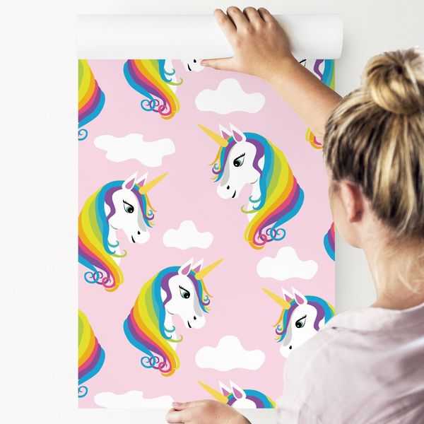Tapeta dla dziewczynki kolorowe jednorożce chmury zdjęcie 3
