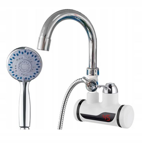 PODGRZEWACZ WODY PRZEPŁYWOWY KRAN Z PRYSZNICEM DO ŚCIANY 3000 W Z REGULACJĄ na Arena.pl