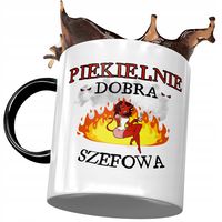 Kubek Czarny Szefowej Piekielnie Dobra Szefowa Z Nadrukiem Ze Zdjęciem