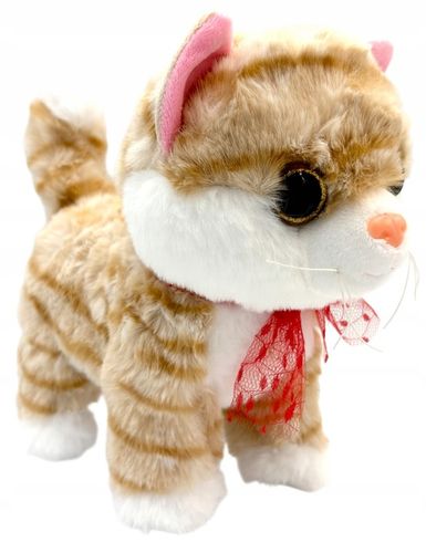 Kotek na smyczy interaktywny kot pluszowy chodzący kotek na baterie rudy sm na Arena.pl