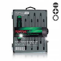 ZESTAW 14w1 ŚRUBOKRĘTÓW WKRĘTAKÓW Z MAGNESEM BITY TORX PH SL 8 EL. TOPTUL