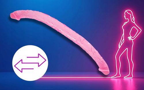 DILDO DLA KOBIET PODWÓJNE DLA PAR ŻELOWE DOUBLE DONG 44 cm DŁUGIE DILDO na Arena.pl