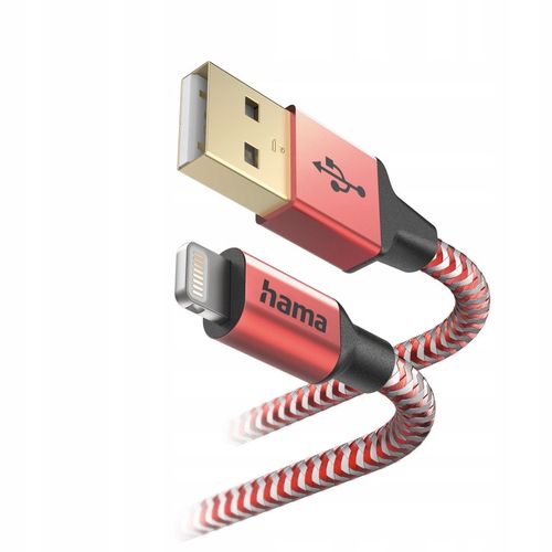Kabel HAMA Ładujący/data Reflected USB typ A - Lightning 1.5m Czerwony na Arena.pl