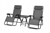 Leżaki ogrodowe zestaw 2 ze stolikiem Leżak ogrodowy składany Fotel plażowy