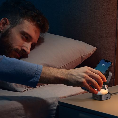 3w1 Ładowarka indukcyjna MagSafe Qi2 USB-C do telefonu słuchawek - czarna na Arena.pl