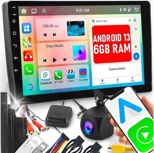 RADIO SAMOCHODOWE 2 DIN ANDROID AUTO CARPLAY 6GB RAM WIFI GPS RDS DSP FM 9" na Arena.pl
