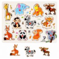 EDUKACYJNE DREWNIANE PUZZLE ZWIERZĘTA MONTESSORI