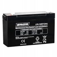 Akumulator AGM GROM LP6-12 12Ah 6V Bezobsługowy do zabawek, alarmów, UPS