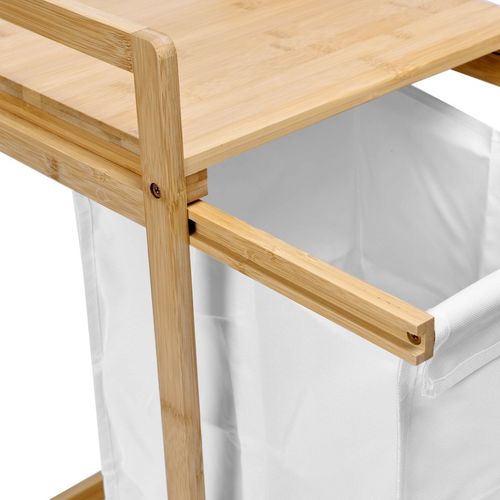 BAMBUSOWY KOSZ NA PRANIE BIELIZNĘ CIUCHY POJEMNIK Z PÓŁKĄ WYSUWANY 40L na Arena.pl