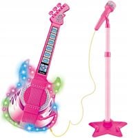 GITARA ELEKTRYCZNA Z MIKROFONEM STATYWEM KARAOKE DLA DZIECI ZESTAW MUZYCZNY