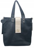 Laura Biaggi torebka shopper czarny groszek mat brelok serce i chwost M241