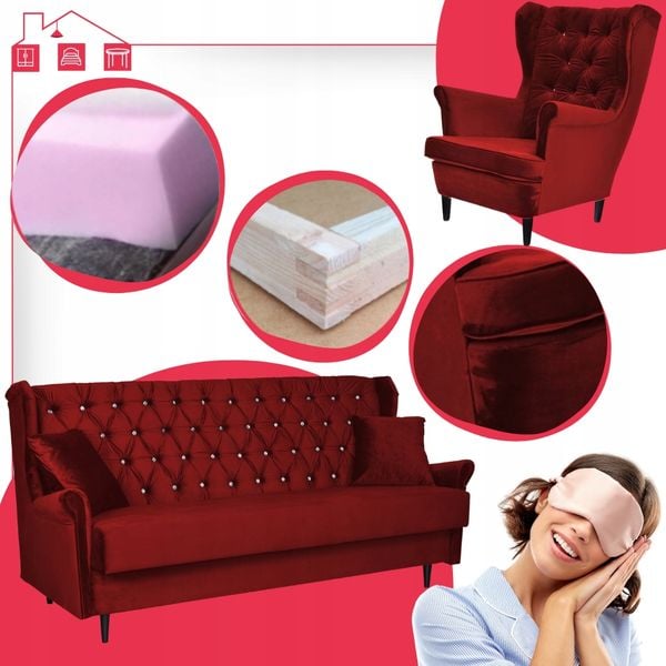 Zestaw mebli wypoczynkowych do salonu sofa 2 fotele CZERWONY Family Meble zdjęcie 15
