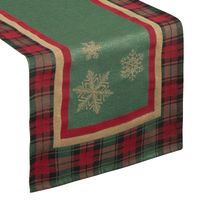 Bieżnik obrus dekoracyjny STAR 45x140 zielony czerwony śnieżynki
