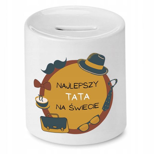 Skarbonka Dla Taty Najlepszy Tata Na Świecie Z Nadrukiem Ze Zdjęciem zdjęcie 1