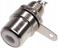 Gniazdo RCA cinch białe przykręcane lutowane 6mm