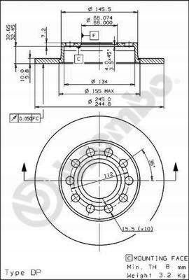 TARCZA HAM TYL 245X10 P BREMBO na Arena.pl