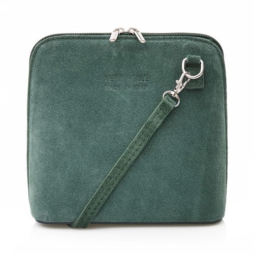 VERA PELLE torebka damska zamszowa listonoszka z paskiem V452 c.zielona na Arena.pl