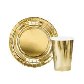 Zestaw zastawy złoty talerzyki kubeczki