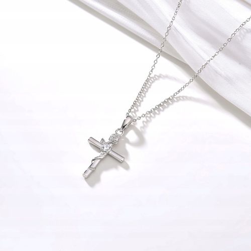 Srebrny łańcuszek krzyżyk krzyż naszyjnik komunia na komunię 925 na Arena.pl