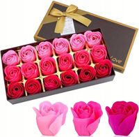 Czerwone RÓŻE MYDLANE KWIATY FLOWER BOX SZTUCZNA RÓŻA do kąpieli x18