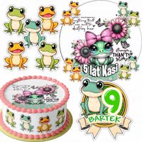 ZESTAW OPŁATEK NA TORT 20CM + 16 POSTACI - ŻABA ŻABKA + IMIĘ 15CM 18CM