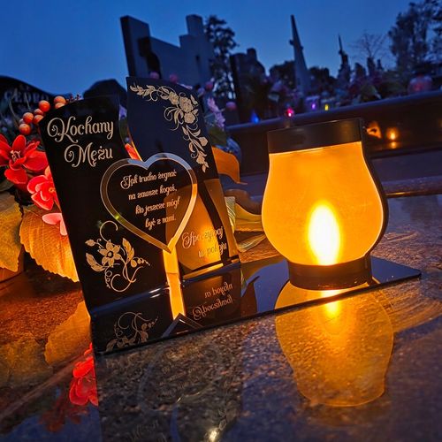 WIECZNY ZNICZ SOLARNY LED Statuetka dla MĘŻA na Grób Wszystkich Świętych na Arena.pl