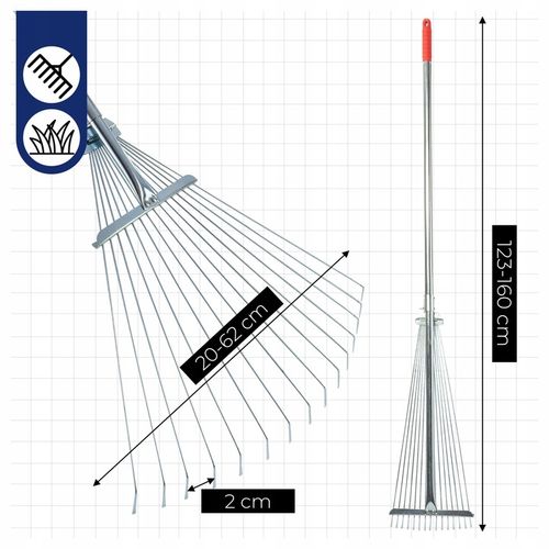 Grabie do liści wachlarzowe druciane regulowane metalowy rączka na Arena.pl