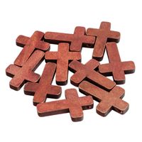 Drewniana zawieszka KRZYŻYK krzyż 23x33mm brąz 10szt.