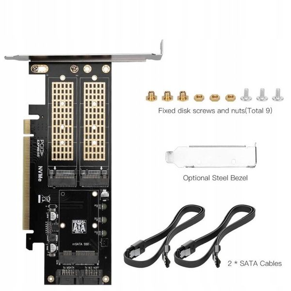 Adapter 3x dysk M.2: SATA + NVMe + mSATA PCI-e x16 zdjęcie 7