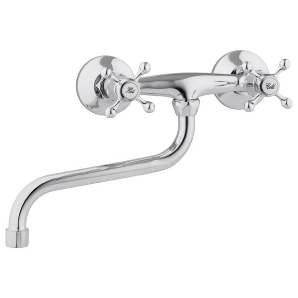 Bateria kuchenna ścienna kran obrotowy retro długa zdjęcie 4