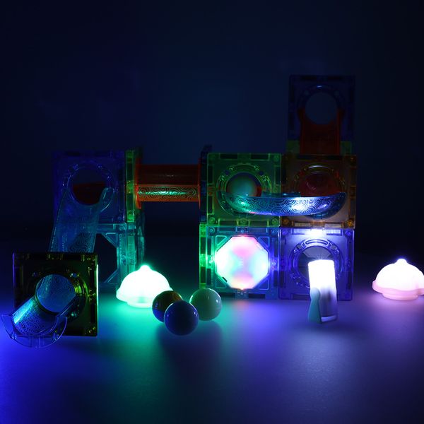 Klocki magnetyczne marble tor kulkowy świecący 49 elementów zdjęcie 10