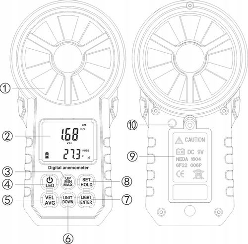 ANEMOMETER MIERNIK WIATRU DO KLIMATYZACJI WIATROMIERZ APLIKACJA BLUETOOTH na Arena.pl