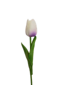 Tulipan kremowo-fioletowy sztuczny kwiat z silikonowy 34 cm 1 szt.