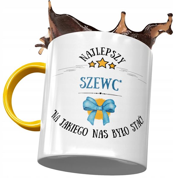 Kubek Żółty Dla Szewca Na Jakiego Nas Było Stać Z Nadrukiem Ze Zdjęciem zdjęcie 1