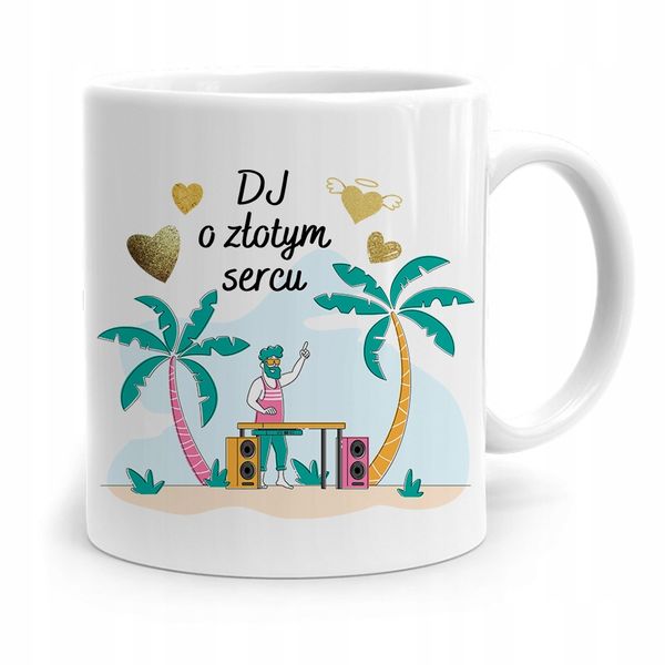Dla Dja Muzyka Kubek Dj O Złotym Sercu Prezent Z Nadrukiem Ze Zdjęciem zdjęcie 1