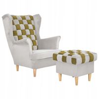 Fotel uszak Carol Duo z podnóżkiem skandynawski Family Meble szary zielony