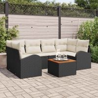 Zestaw Sof na Ogród z poduszką 7 pcs Czarny polirattan