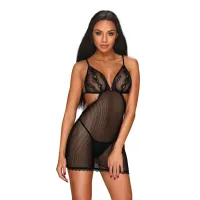 obsessive millagro l/xl - sukienka z koronką i stringami, czarna