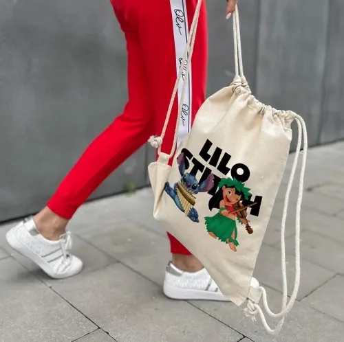 Zestaw Worek Beżowy + Kubek Biały LILO I STITCH Wz na Arena.pl