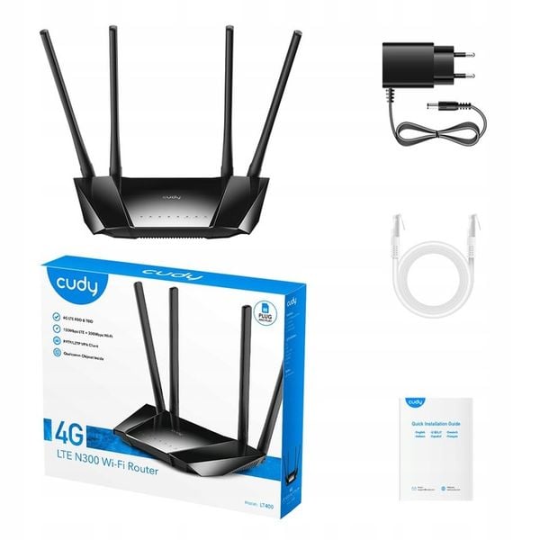 Router Wi-Fi modem Cudy LT400 4G CAT4 karta SIM LTE 300Mbps Ruter Wi-Fi 4++ zdjęcie 14