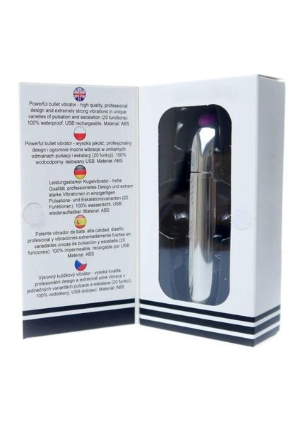 Stymulator-Rechargeable Powerful Bullet Vibrator USB 20 Functions - Silver zdjęcie 6