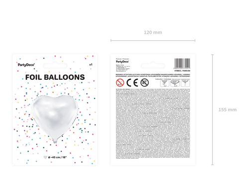 Balon foliowy Serce, 45cm, biały na Arena.pl