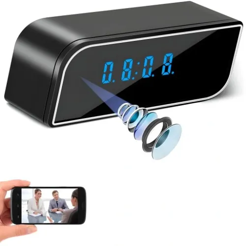 ZEGAR Z UKRYTA MINI KAMERA SZPIEGOWSKA WiFi BUDZIK na Arena.pl