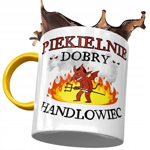 Kubek Żółty Dla Handlowca Piekielnie Dobry Z Nadrukiem Ze Zdjęciem na Arena.pl