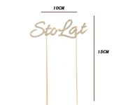 Topper na tort z cyrkoniami, Sto Lat, złoty