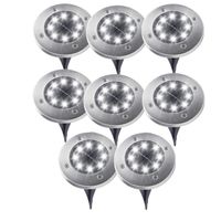 OGRODOWE LAMPKI SOLARNE GRUNTOWE ŚWIECĄCY DYSK x8