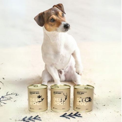 Mokra karma dla psa Deer Dog BAŻANT Z JEŻYNĄ puszka 800 G PREMIUM 84% MIĘSA na Arena.pl