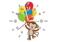 30X30CM ZEGAR MAŁPKA BALONIKAMI OBRAZ DREWNO