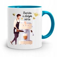 Dla Baristy Baristki Kawiarki Kubek Błękitny Z Nadrukiem Ze Zdjęciem