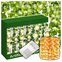 Sztuczny Bluszcz Sztuczne Liście na Ścianę Balkon Girlanda 12x LED XXL 25m